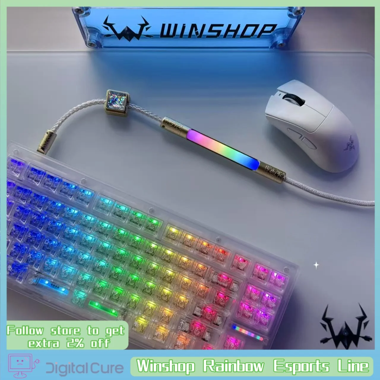 

Winshop Rainbow Киберспортивный кабель, магнитная ось, навигационный штекер, Edg, два на четыре, Valorant Wooting Rakka, клавиатура, игровые аксессуары