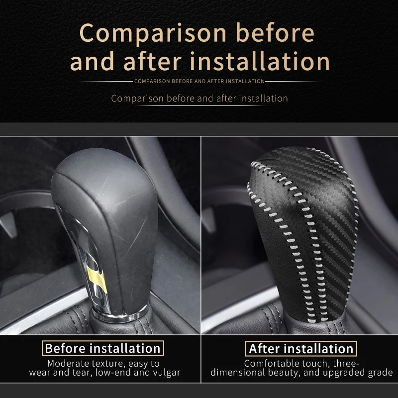 AT Leather Gear Lever Cover Handbrake Cover for 2013-2020 Mazda 3 2014-2020 6 2015-2021 CX-5 2017-2021 CX-3 2019-2021 CX-8