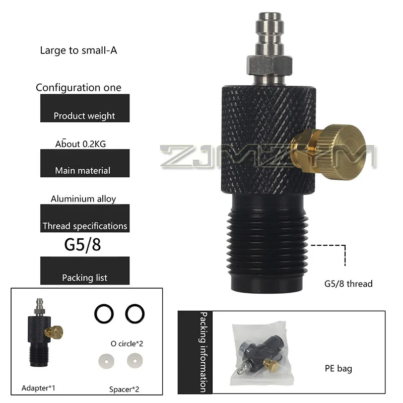 G5/8 Cylinder Refill Adapter High Pressure Air Tank Charging Valve  Large Air Tank To Small Air Tank Adapter With Gauge Hose