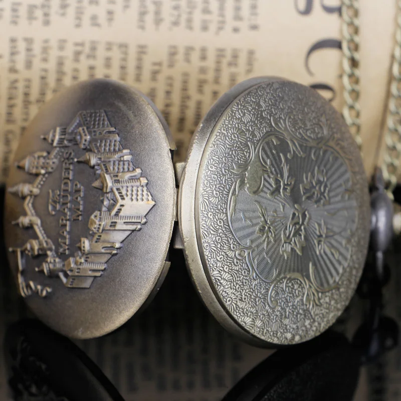 خمر البرونزية البخار الشرير ساعة جيب كوارتز قلادة قلادة ساعة فوب سلسلة الرجال النساء هدية Reloj دي Bolsillo Antiguo #3