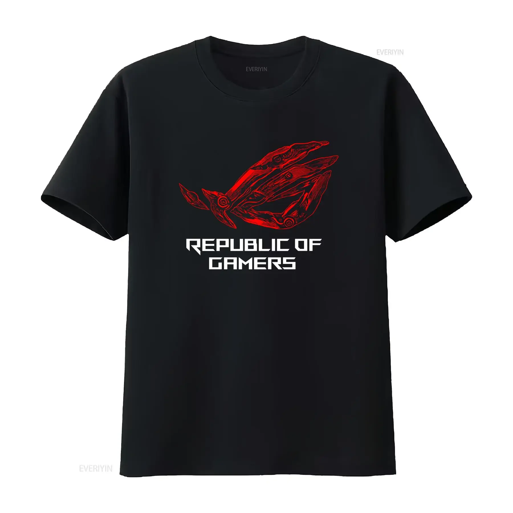 Asus ROG Republic Of Gamers Gaming Computer Men's Black T Shirt Size S to 3XL vintage Washed designer clothes Versatile homme