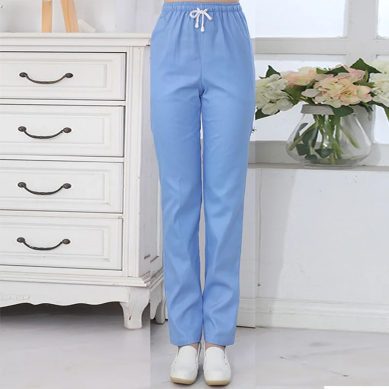 Viaoli Polyester Cotton Solid Color Beauty Pants Salon Nursing Pants Lab Pants Pet Shop Scrub Pants Elastic Tether Work Pants