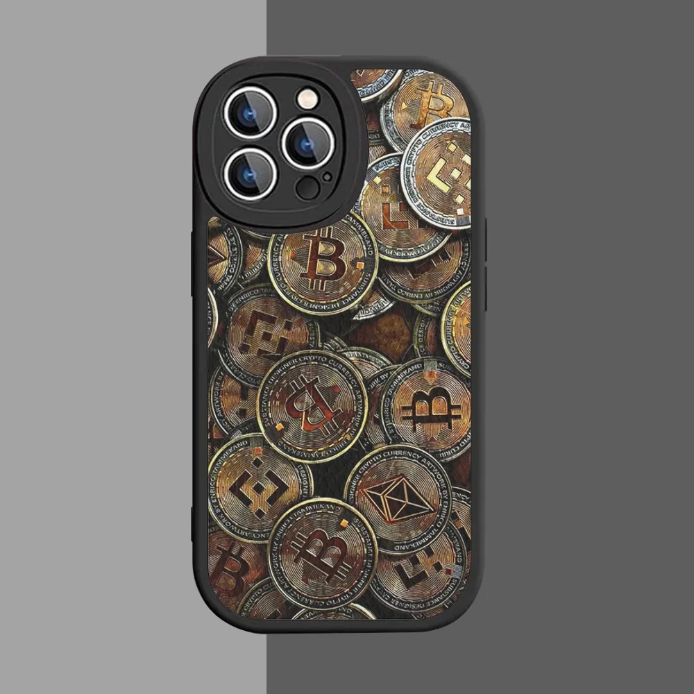 Bitcoin Coin Phone Case Hard Leather For iPhone 14 13 12 Mini 11 14 Pro Max Xs X Xr 7 8 Plus 6 6s