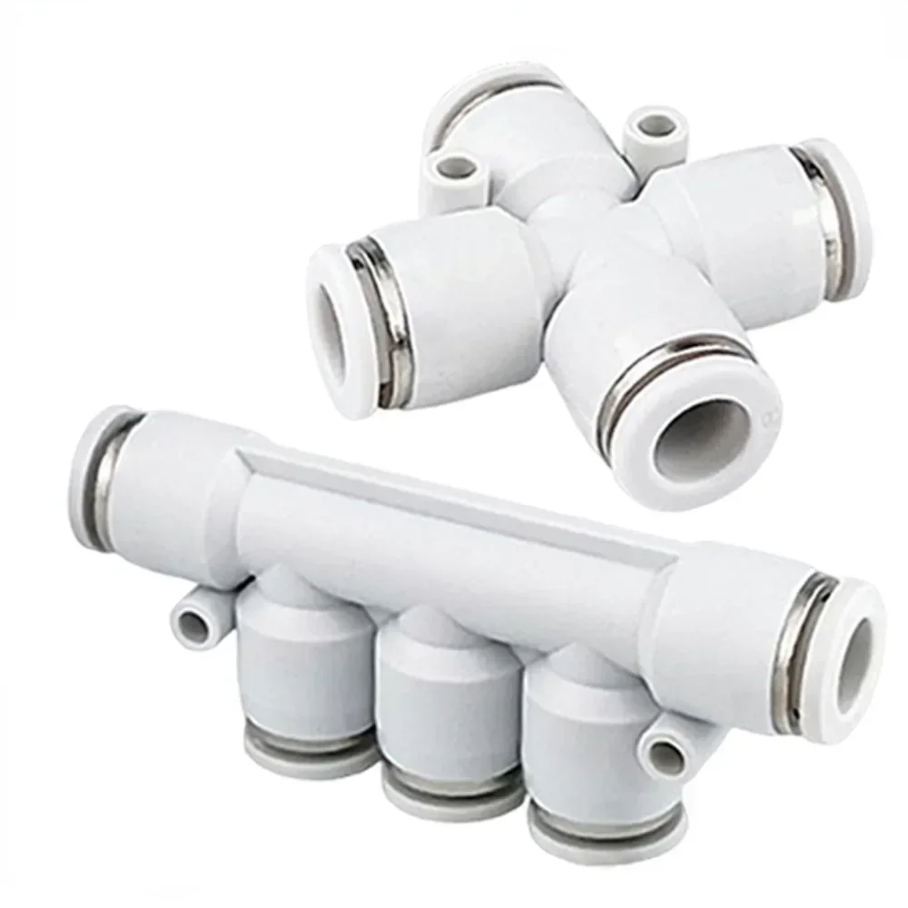 4 6 8 10 12mm Od Tube Pza Pk Pkg White 4 5 Ways High Quality Pneumatic Air Fitting Quick Release Push To Connect Manifold Union