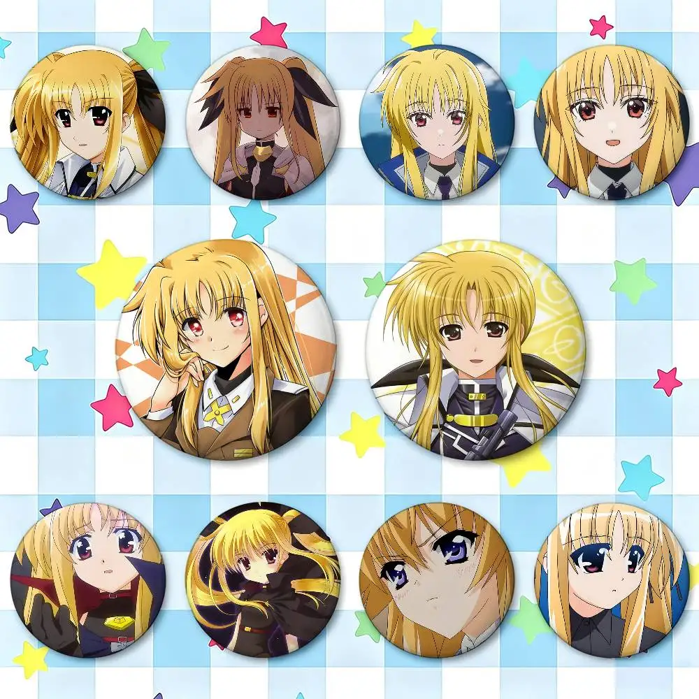 Fate Testarossa Magical Girl Lyrical Nanoha Badges 25 32 44 58 75 Mm Round Cosplay Pin Bag Decor Fans Collect Friends Gifts