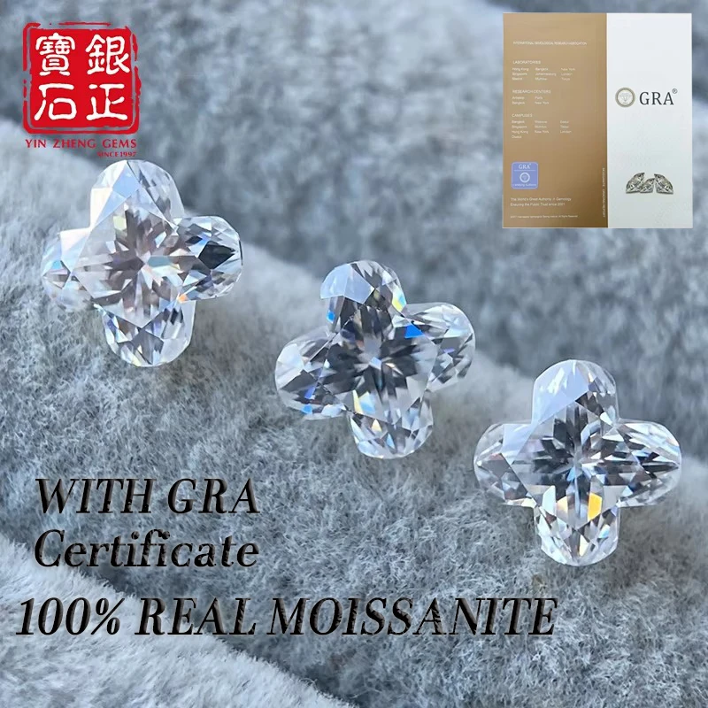 6A Grade 4 Leaf Clover Cut D Color Moissanite With GRA Certificate Moissanita 100% Pass Diamond Tester Moissanite Stone Loose