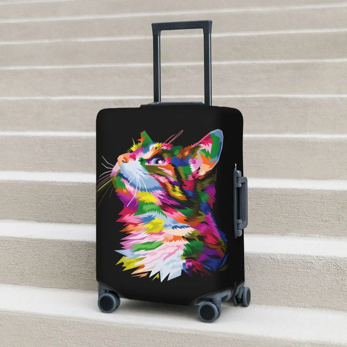 

Cute Cat Suitcase Cover Neon Animal Funny Cruise Trip Holiday Useful Luggage Accesories Protector