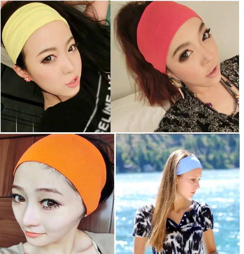 Soft Elastic Headband para Mulheres e Meninas, Monocromático, Elegante, Largo, Retro, Maquiagem, Corrida, Esportes, Yoga, Acessórios de Cabelo