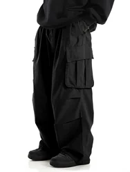 Classic Design Multi Flap Pockets Cargo Pants Men's Loose Fit Drawstring Cargo Pants For Skateboarding Street Outdoor Camping