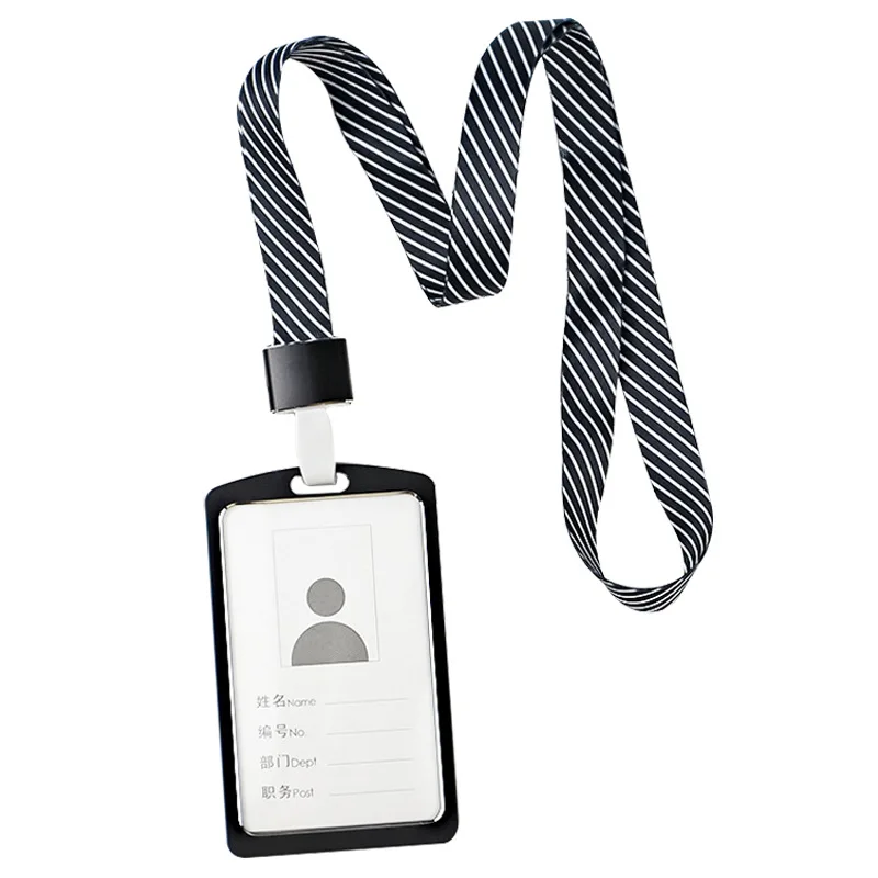 1 pc Aluminum Alloy Work ID Badge Clip Double Sided Transparent Metal Card Bag Cardholder For ID Card Student Card No Lanyard