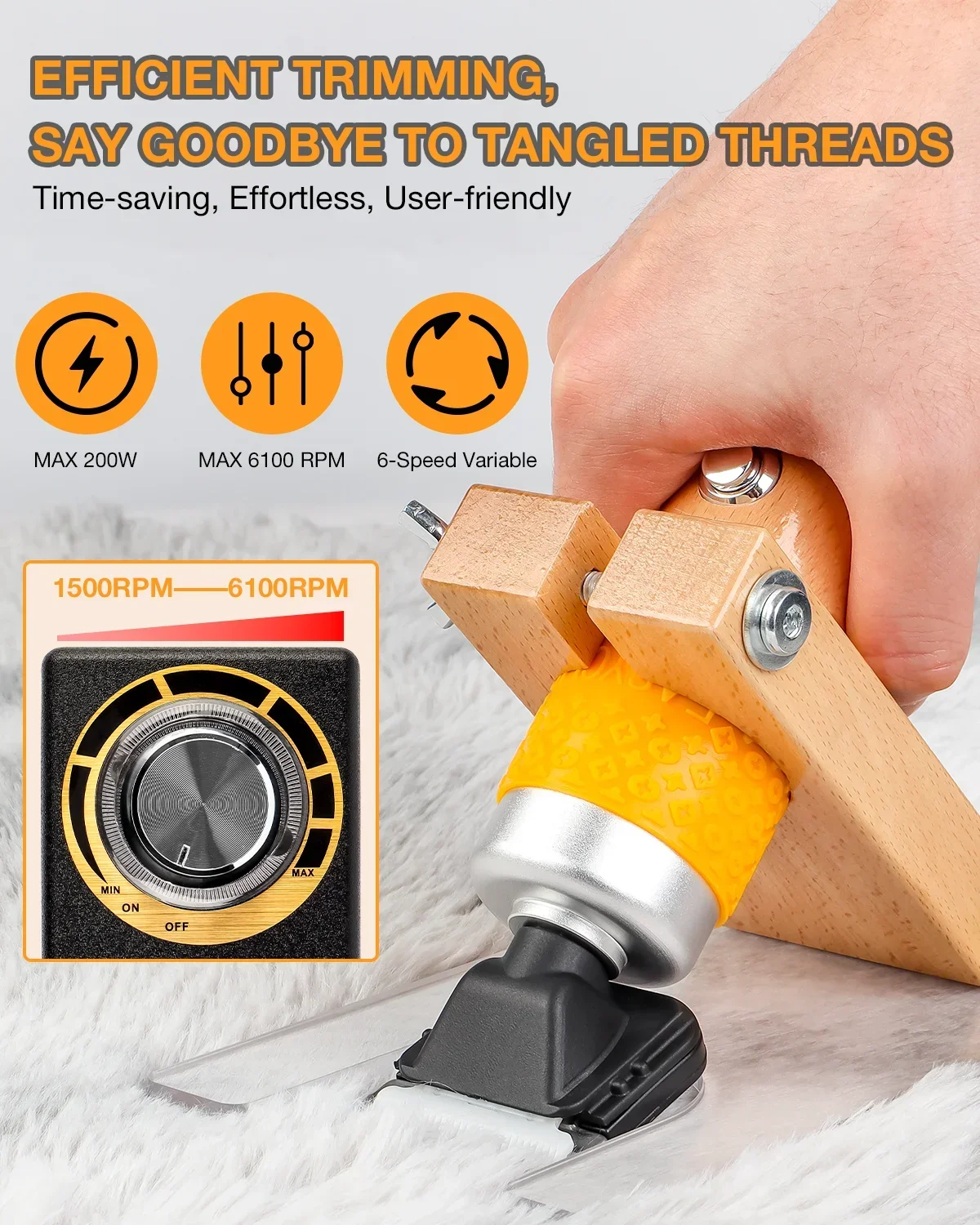 

--Low Noise Electric Carpet Trimmer Tufting Clipper,200W High Power,Professional Home Pet Hair Clipper Set