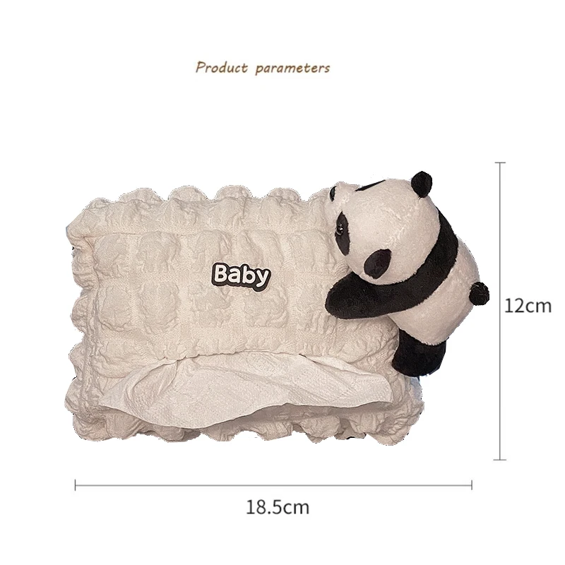 Cute Cartoon Panda Doll Car Tissue Box Hanging Napkin Holder for Car Back Seat Headrest Armrest Paper Organizer Storage Bag