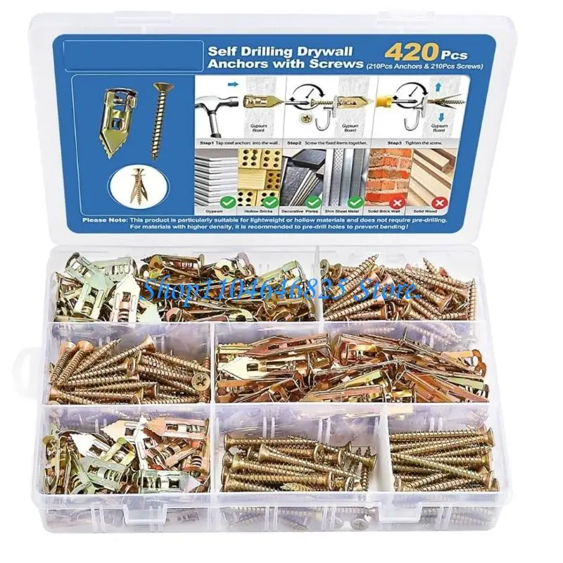 420Pcs Drilling Anchors and Screws for Drywall Installation