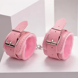 PU Leather Sexy Plush Handcuffs Women Ankle Cuff Bracelet Cosplay Fetish Sex Accessories Bdsm Adult Accessories