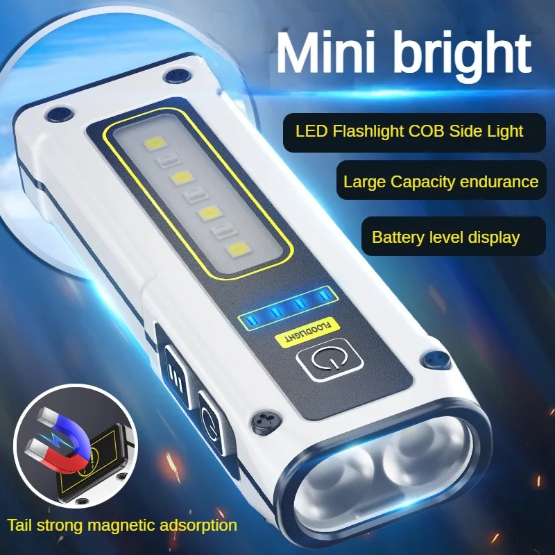 

Mini LED Flashlight USB Rechargeable EDC Torch with Strong Magnets Portable Work Light 7 Mode Emergency Lamp for Camping Fishing