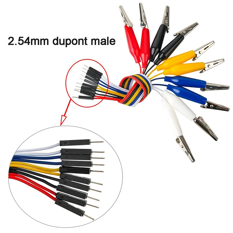 Pince crocodile à 10 broches vers planche à pain, câble Dupont, câble de Test mâle femelle de 20cm pour bande LED Arduino Microbit Nano