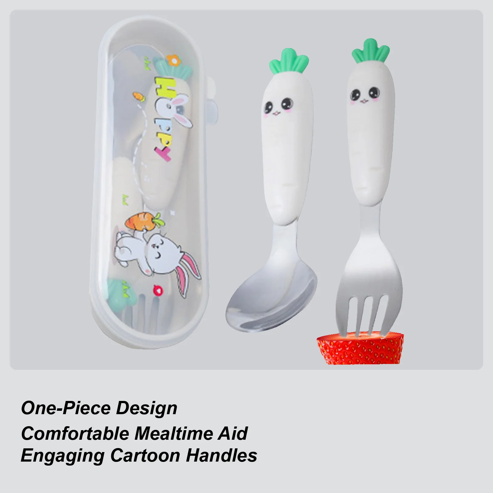 

Набор детских ложек и вилок, металлический набор детской посуды с коробкой для хранения для еды, набор посуды для кормления, включая вилку и ложку для