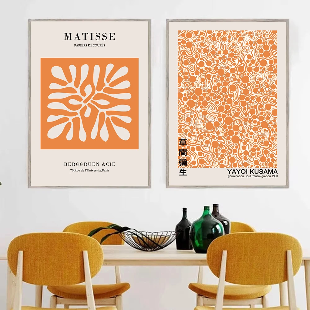 Orange Color Matisse Yayoi Kusama Posters And Prints Vintage Aesthetic Wall Art Canvas Painting Wall Pictures Living Room Decor
