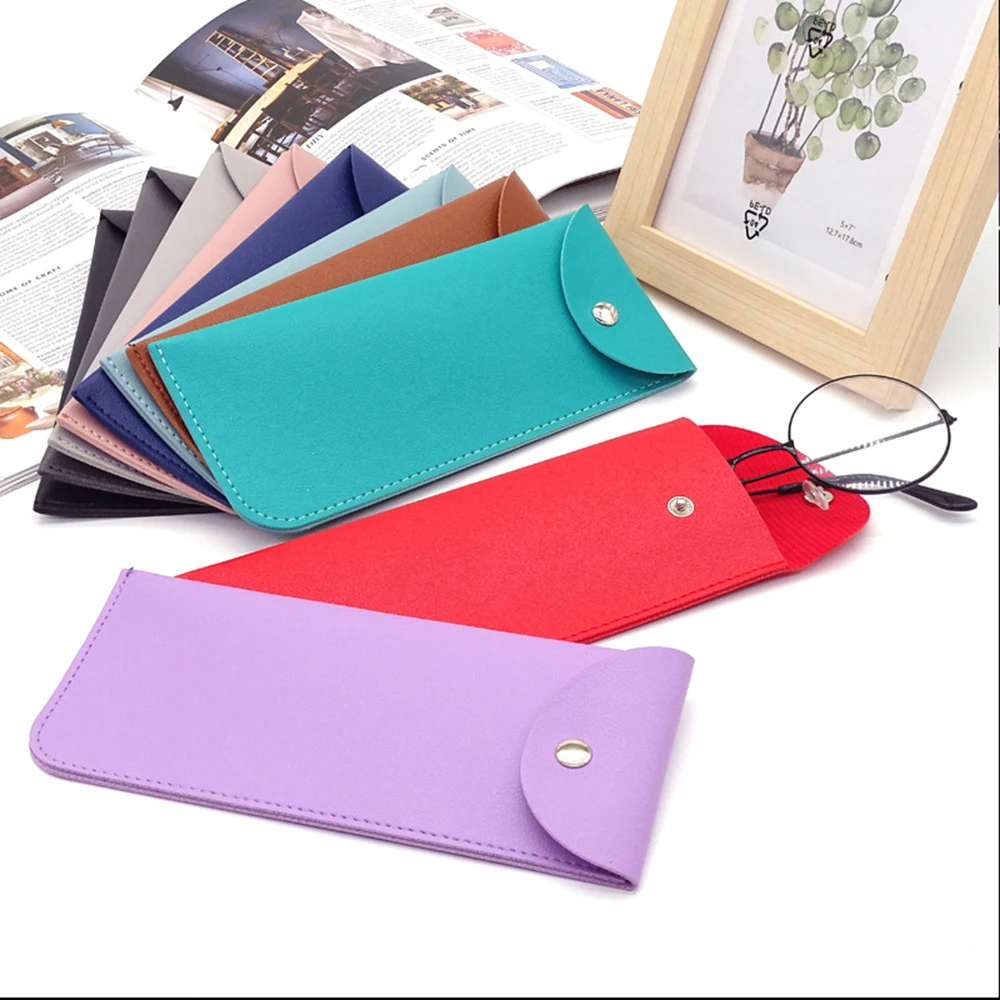 Snap-button PU Leather Glasses Bag Unisex Eyewear Pouch Portable Sunglasses Protective Cover Presbyopic Glasses Organiser