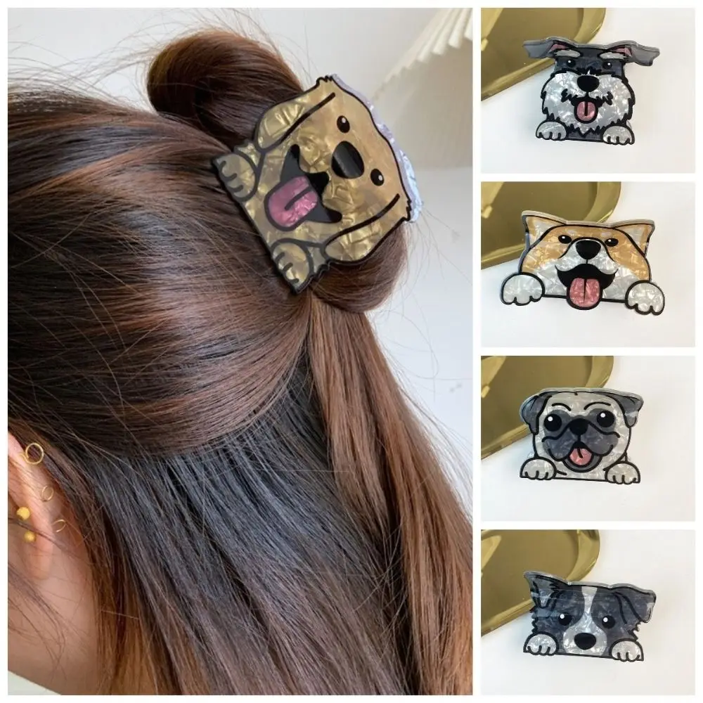

Sweet Acrylic Cartoon Dog Hair Claw Puppy Cute Schnauzer Crab Clip Korean Style Creative Hair Clip Hair Accessories