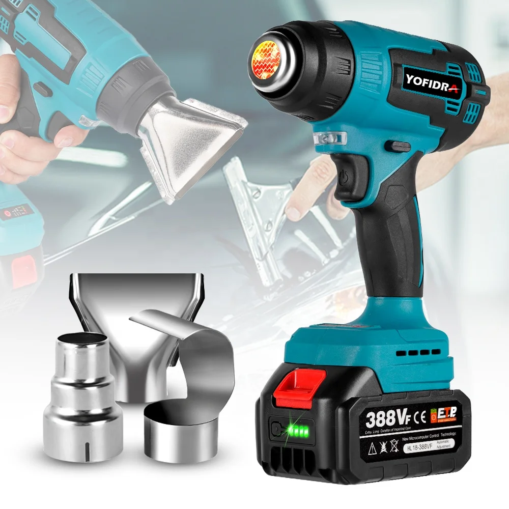 

Cordless Handheld Hot Air Gun With 3 Nozzles Temperature Adjustable Electric Heat Gun for Makita 18V Battery