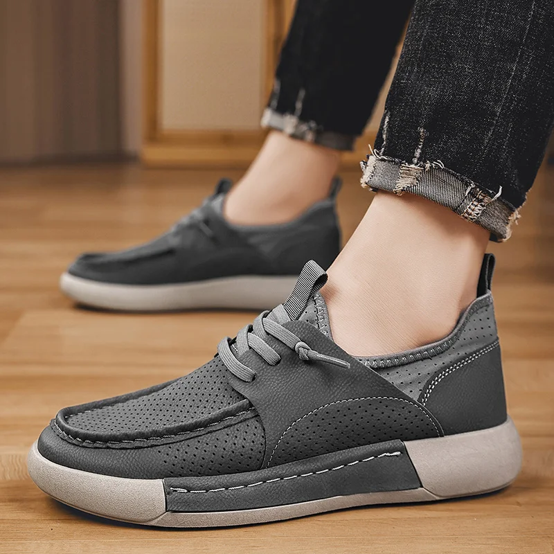 Summer New Breathable Men\'s Lazy Fashion Versatile Black Thick Sole Sports SkateBoards Chunky Shoes