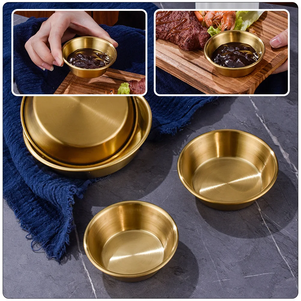 

4pcs Stainless Steel Sauce Dishes Multipurpose Condiment Plates For Dipping Soy Vinegar Sushi Seasoning Kitchen Utensil