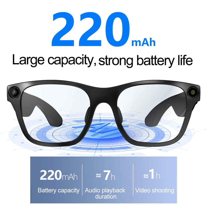 Smart Camera Glasses 2000W 1080P HD Shooting Video AI Voice Recording Translation Headset AI Object Recognition Smart Eyeglasses