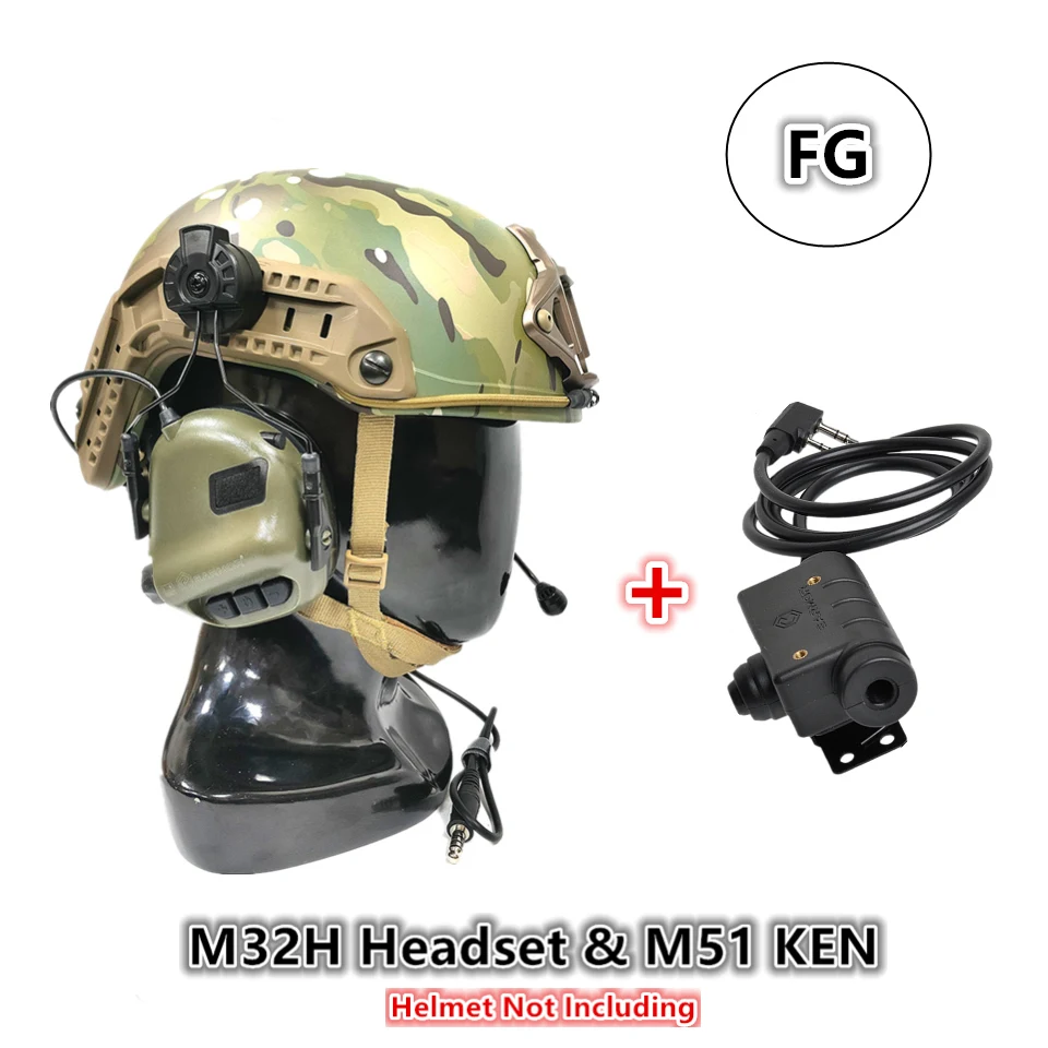 

EARMOR M32H Mod4 Tactical Headset & M51 PTT Adapter Set Noise Canceling Headphones for MT FAST ARC Helmet Rail