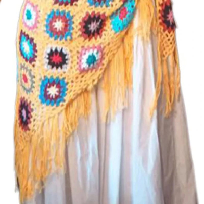 Ethnic Fringed Shawl Cloak Crocheted Cape Ponchos for Travelling Bohemian Style Cape Sweater for Women Fashion Jumpers