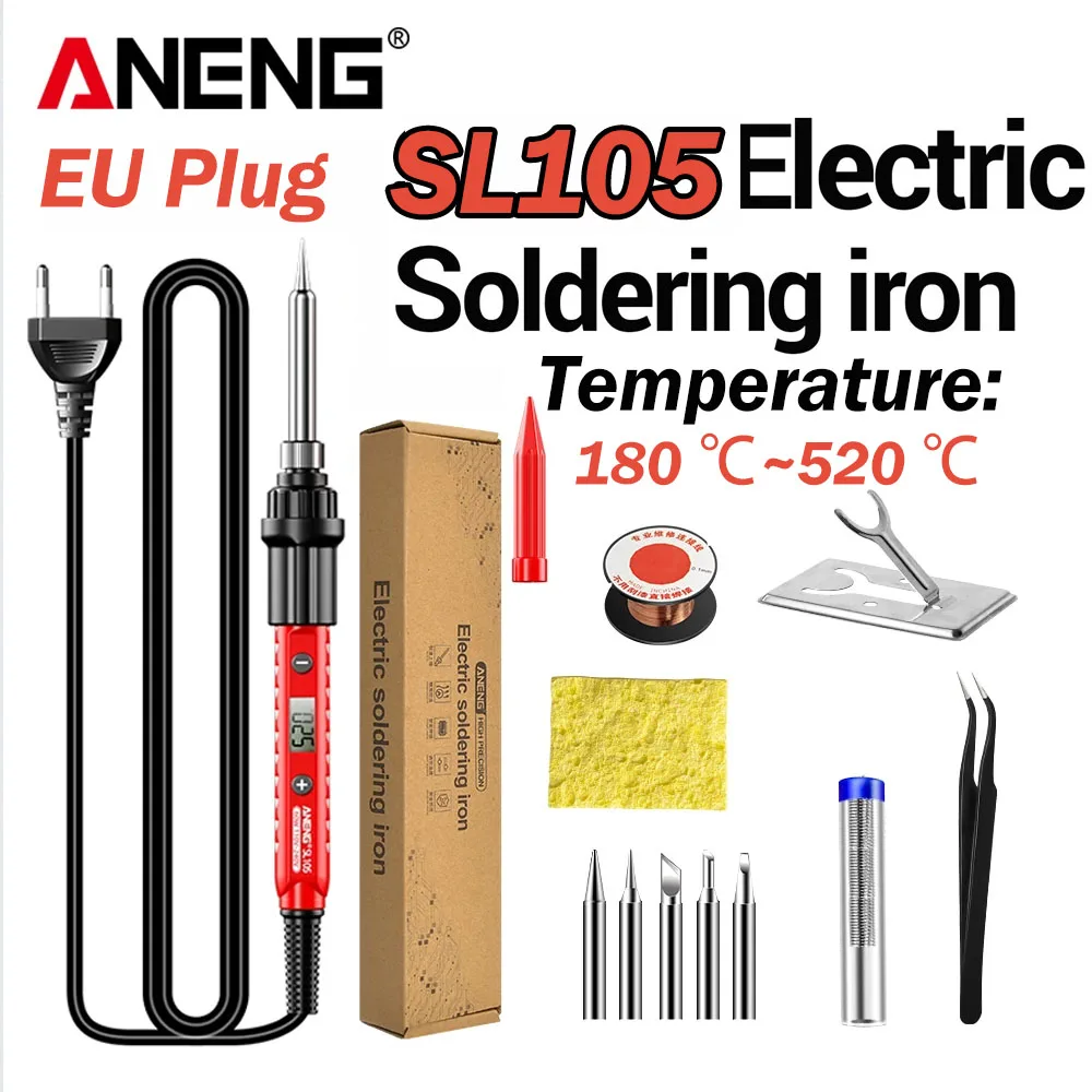 

Electric Soldering Iron 60W Adjustable Temperature ANENG LCD Digital Display Portable Kit SL105 Welding Repair Electrician Tools