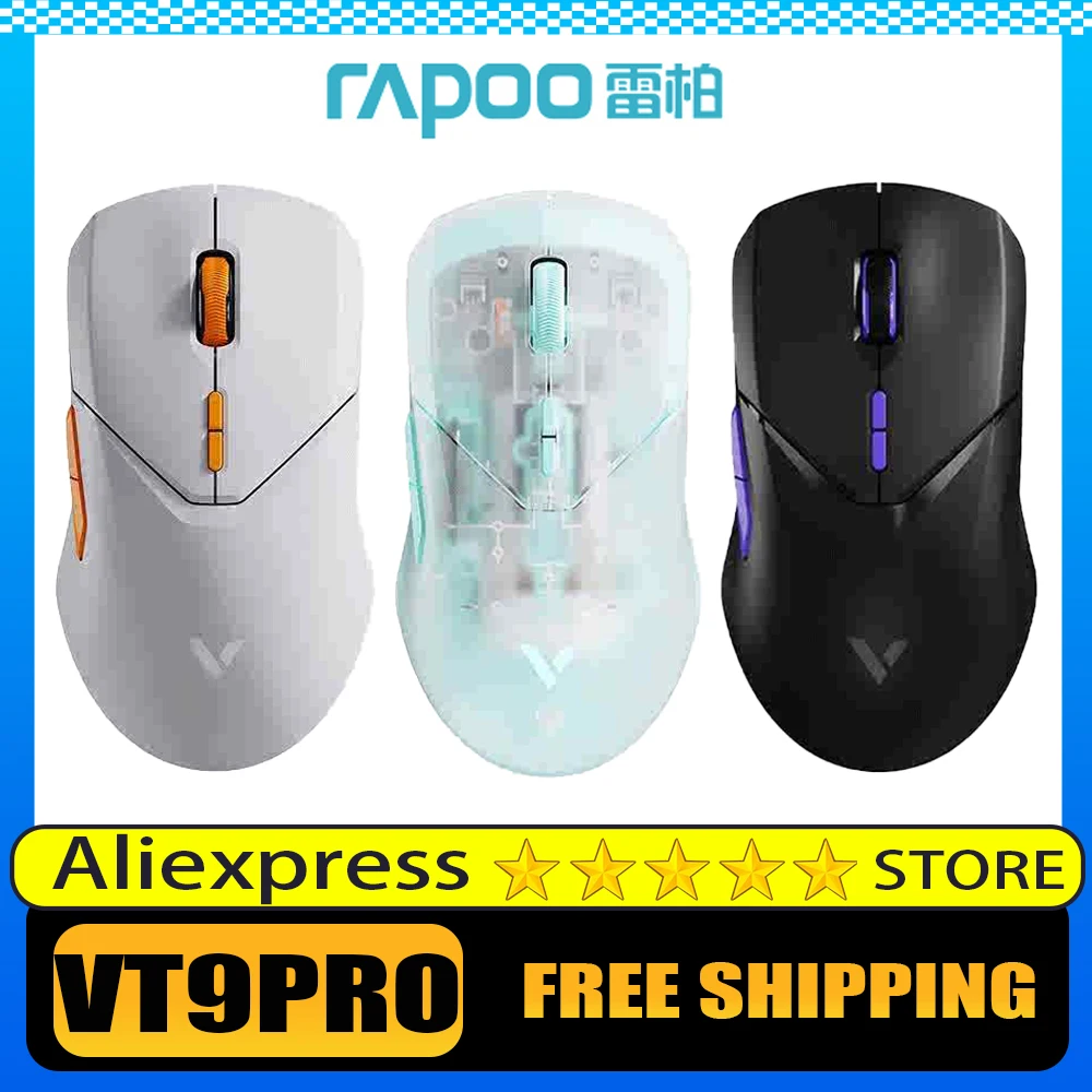 Rapoo Vt9 Pro Wireless Mouse 8k Return Dual Mode Lightweight Low Delay Lightweight E-Sports Gaming Mouse Paw3398 Sensor Pc Gamer