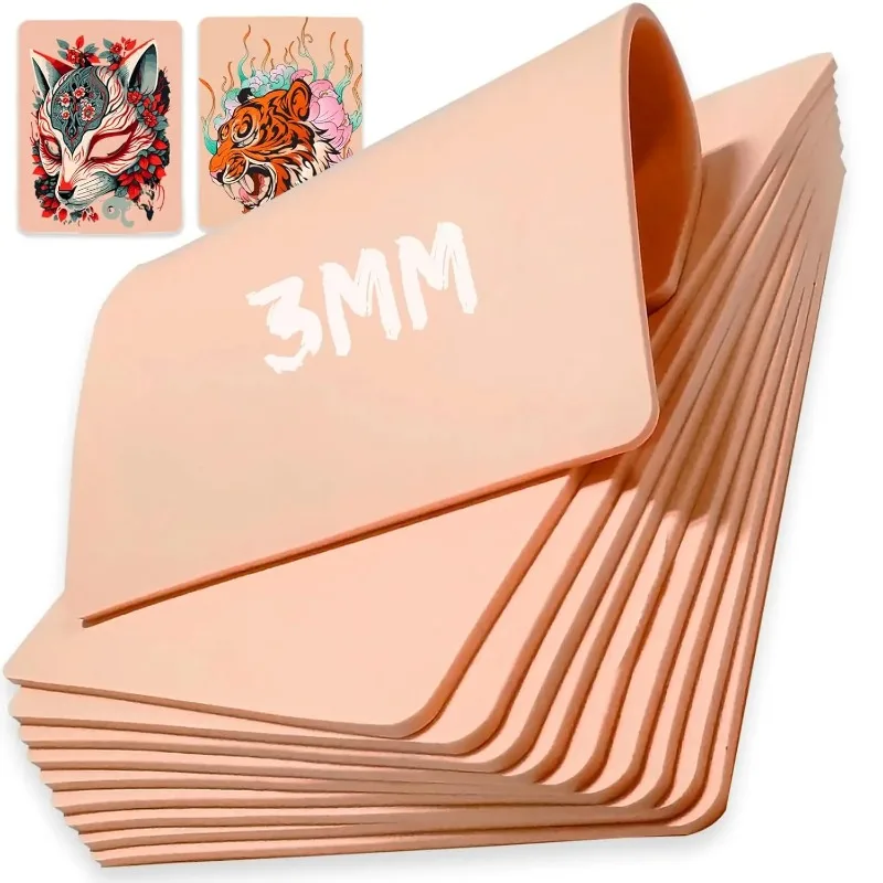 20/15/10/5/1PCS 3MM Thick Tattoo Practice Skin Blank Double Sides Silicone Fake Skin Beginner Training Practice Skin Accessories