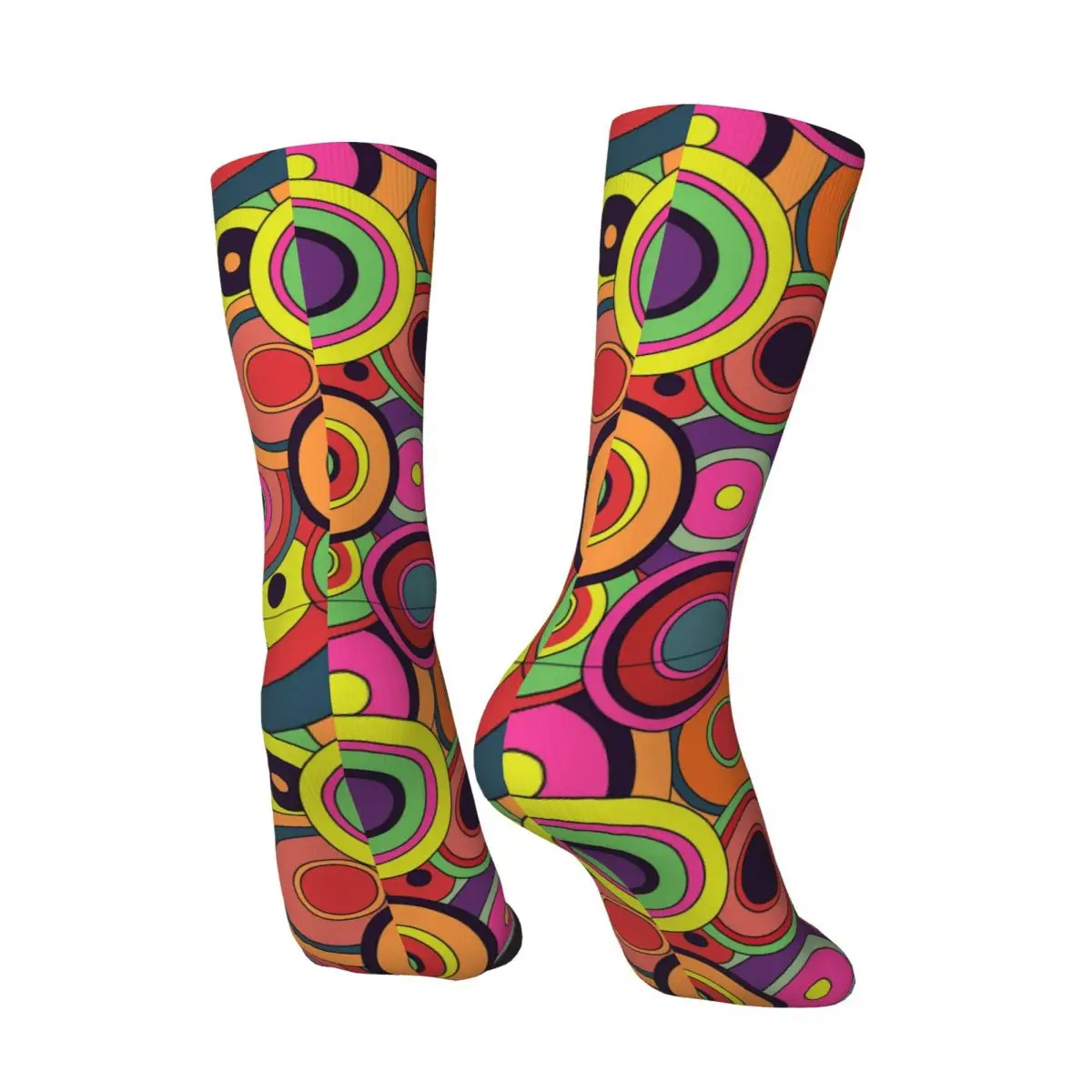 Crazy compression Psychedelic Circles Seamless Pattern Vector Sock for Men Harajuku Seamless Pattern Crew Sock Novelty