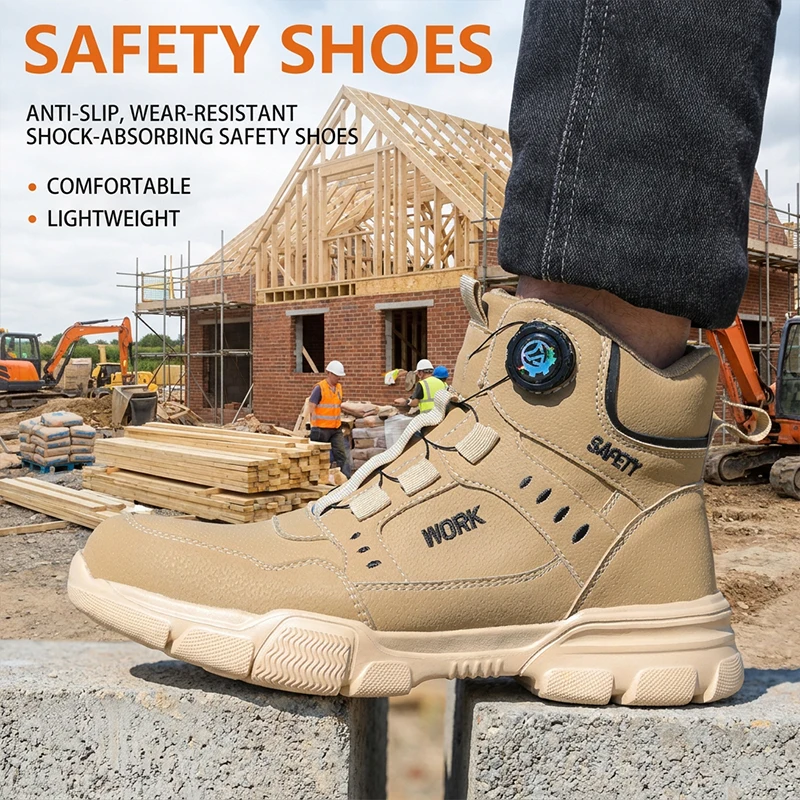 Knopfverschluss-Sicherheitsschuhe, stoß- und durchtrittsichere Schutzschuhe, Arbeitsschuhe für Holzarbeiter und Bauarbeiter – Detail 10