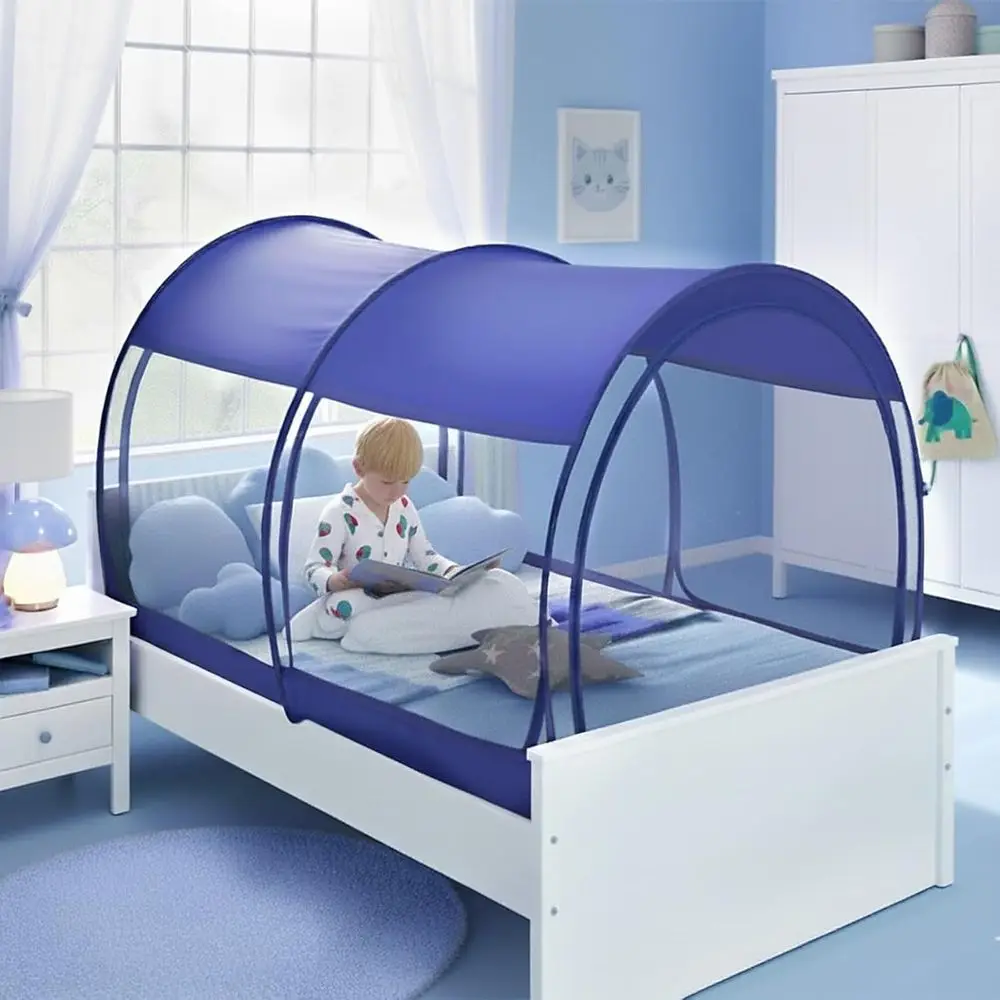 

Палатка-тент для кровати Mosquito Net Dream Privacy Space Twin Size Sleng Tents Indoor Up Portable Breathable Cottage Blue (матрас в комплект не входит)