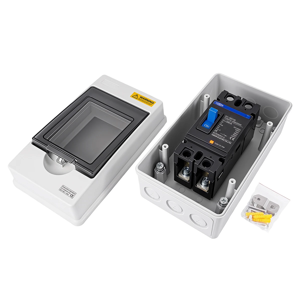 CCB PV Distribution Box Fit TOMZN TOM7Z MCCB 2P DC500V/600V/1000V IP66 ABS Photovoltaic Combiner Box