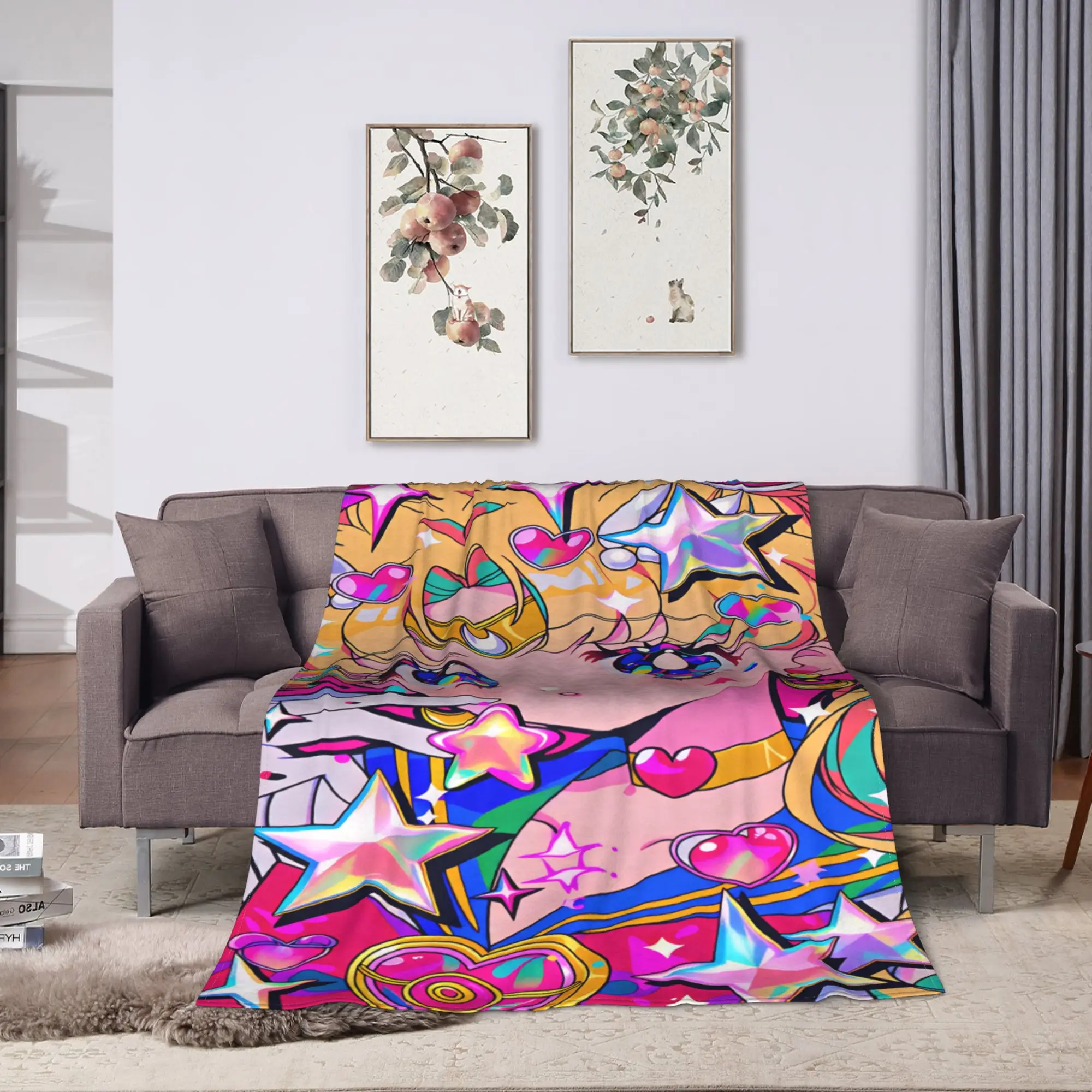 S-Sailor M-Moon Anime  Blanket  Decorative Flannel Throw Blanket For Couch Chair Sofa Bed Warm Custom Quality Bedspread
