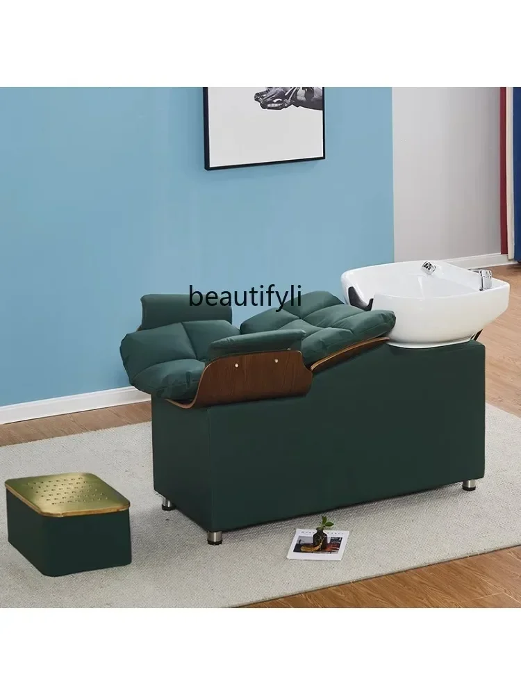 

Stainless Steel Shampoo Chair Hair Saloon Dedicated Beauty Salon Lying Half Flushing Bed Ceramic Basic Facial Bed
