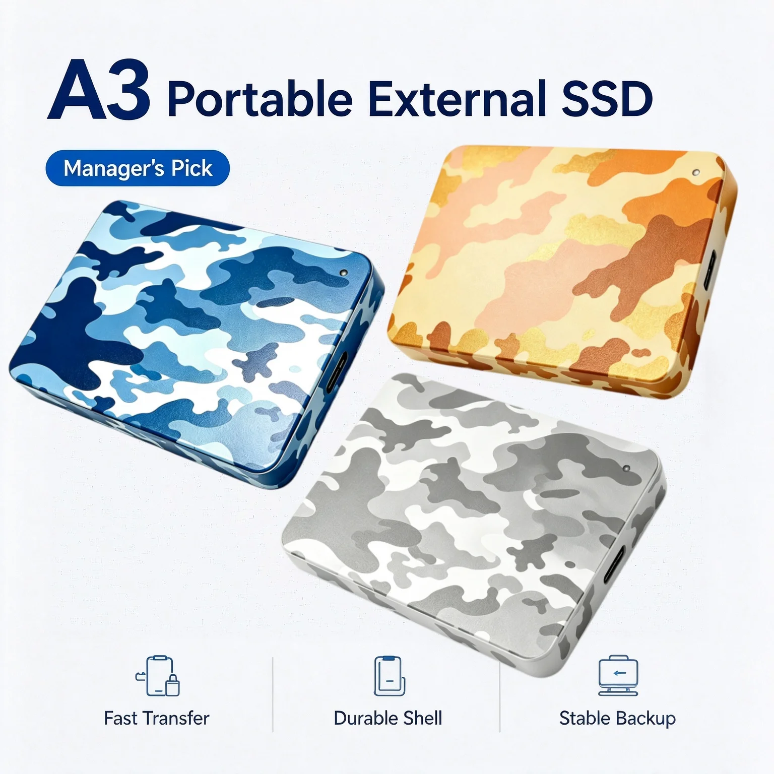Upgrade Multicolor External Hard Drive, 500GB/1TB/2TB, USB 3.0, Mechanical HDD, Portable, Desktop, Laptop.