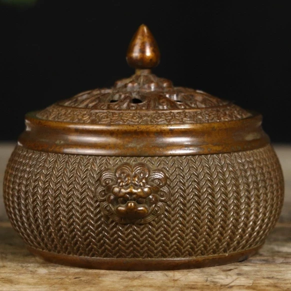 Su Gong pure copper bamboo incense burner copper  burner scriptures paper desk furnace refined copper cast on the tea table