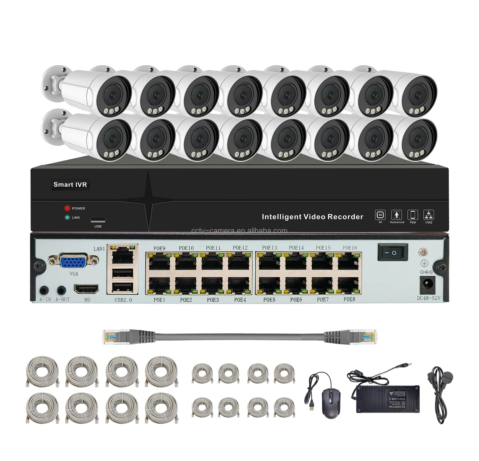 16 24 KIT NVR PoE de red de 32 canales 12MP 4K 8MP