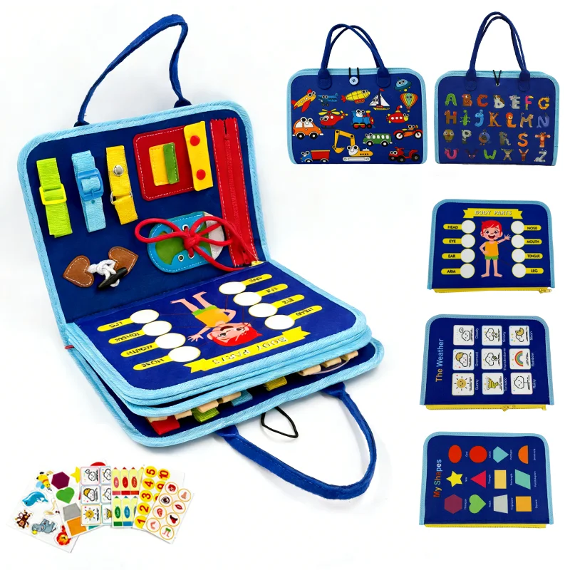 Kids Outdoor Learning Activities - กระดานกิจกรรมมอนเตสซอรี่สำหรับเด็ก ของเล่นเสริมพัฒนาการสำหรับเดินทาง ของเล่นเสริมประสาทสัมผัสพื้นฐานสำหรับเด็กเล็ก หนังสือเสริมทักษะการเรียนรู้และการพัฒนาทักษะการเคลื่อนไหวของเด็กเล็ก