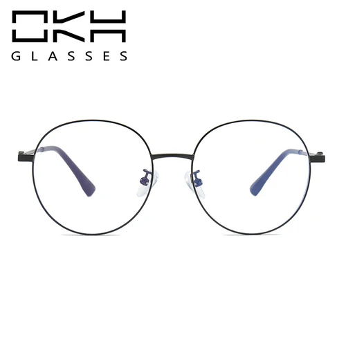 Gafas graduadas OKH personalizadas para miopía, gafas graduadas con marco de Metal redondo ultraligero para hombres y mujeres para miopía G25