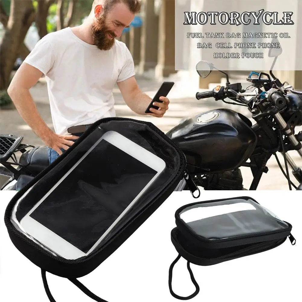 Motorcycle Fuel Tank Bag Magnetic Fuel Tank Holder Bag Pouch Seat Phone Bag Cell Mobile Phone Oil Phone Bag B9W0