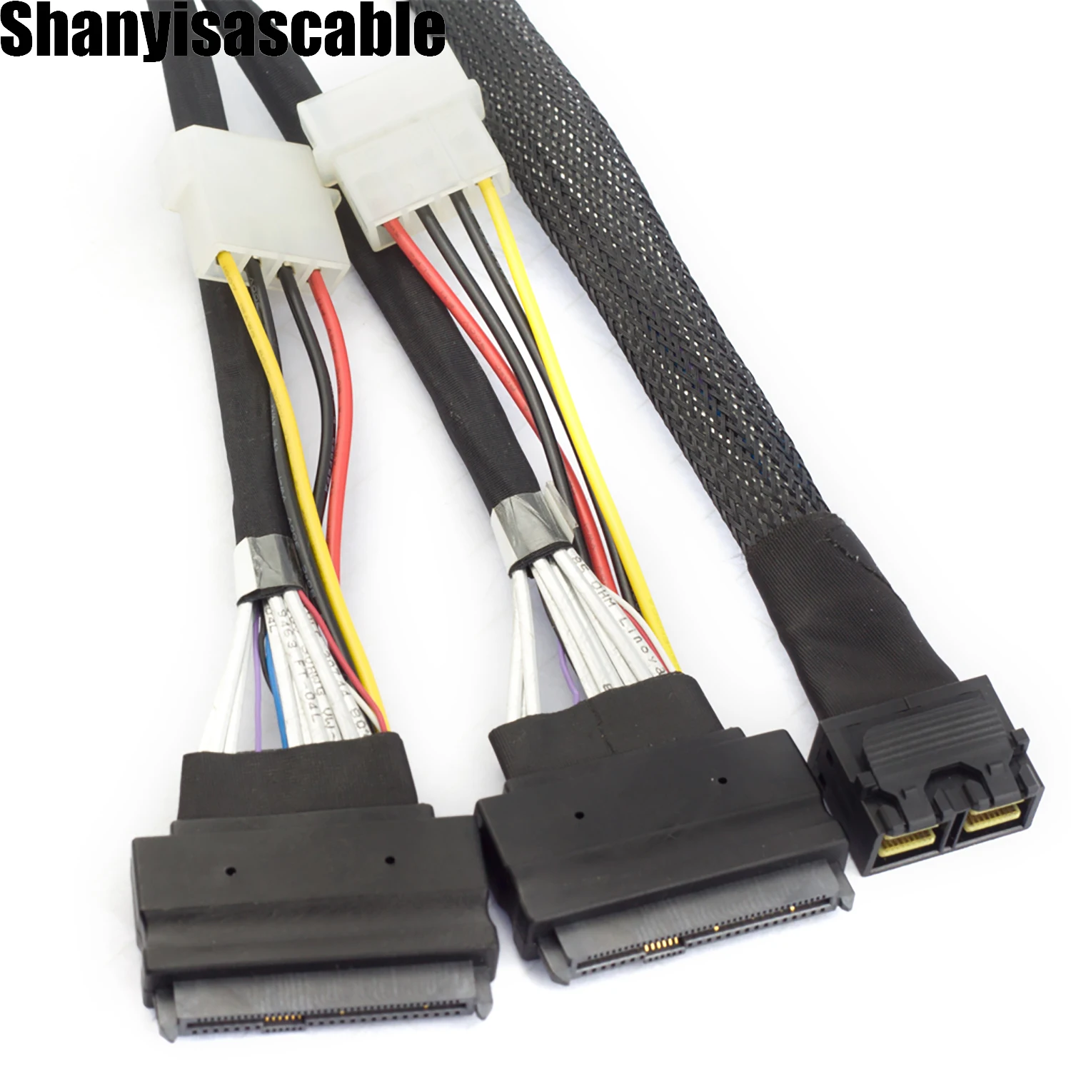 Imagem -02 - Porto Duplo Conectado Mini Sas hd Sff8643 8i a 2x Sas Sff9639 com Adaptador de Cabo de Alimentação 4p 1.0m