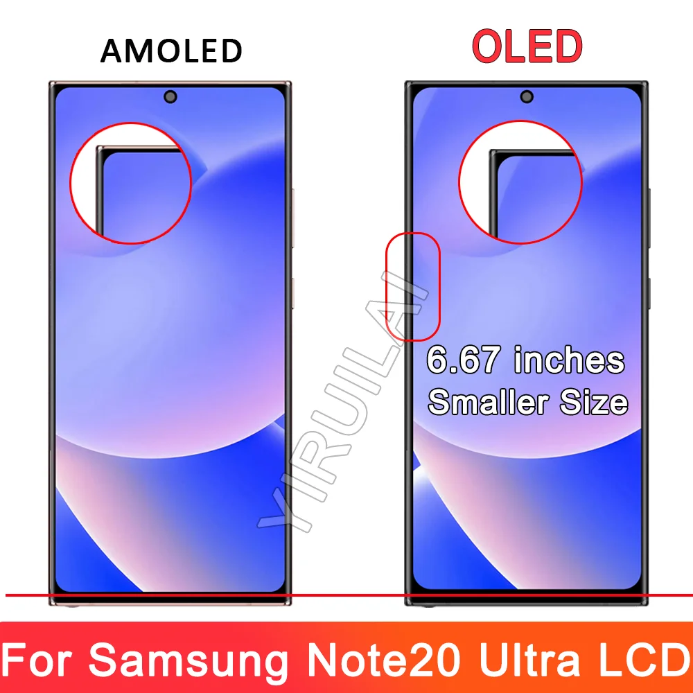 Tela OLED Note 20 Ultra de 6,67 polegadas para Samsung Galaxy Note20 Ultra N985F N986B Display LCD Tela de toque de montagem digital