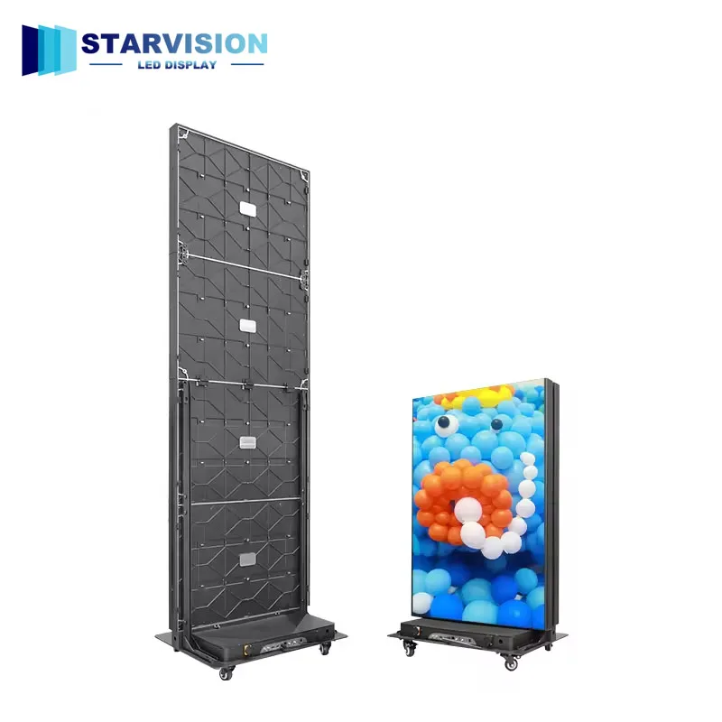 P1.86 P2 P2.5mm Foldable Wheel-mounted Indoor LED Poster Screen Front Maintenance Conference Room Rental Display