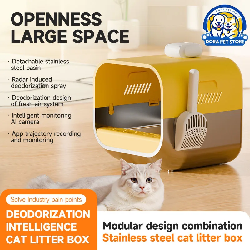

Deodorization spray stainless steel cat litter basin 63L cat litter basin large anti carry out cat litter shovel non stick botto