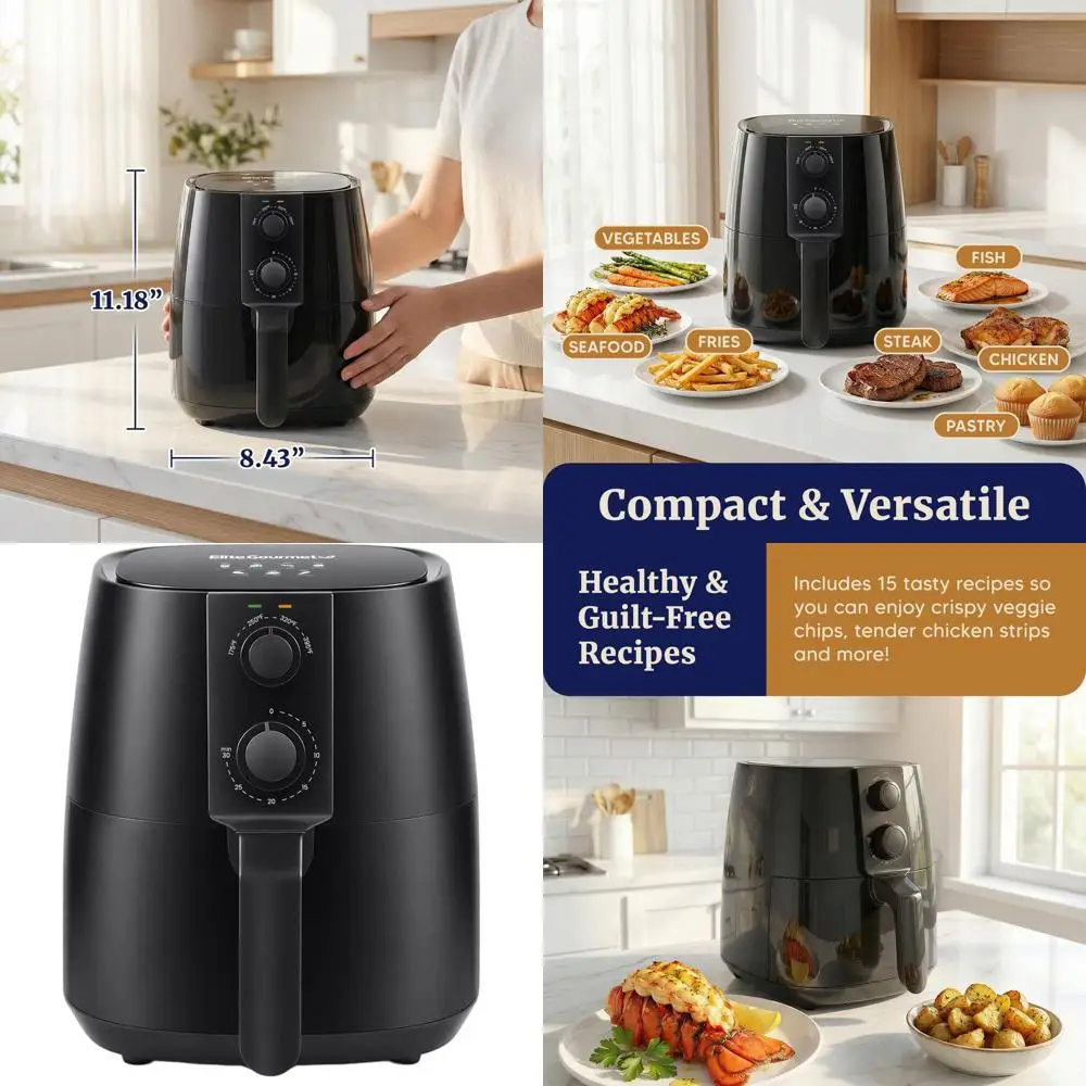 

Цифровая электрическая фритюрница с функцией горячего воздуха, 1350 Вт, приготовление без масла, 4-литровая, черная